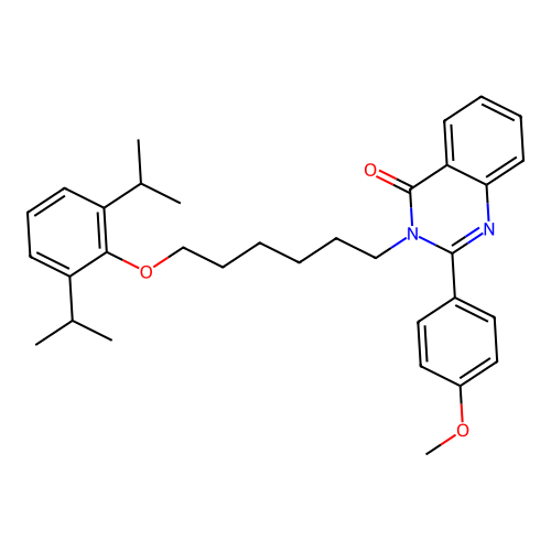3-{6-[2,6-di(propan-2-yl)phenoxy]hexyl}-2-(4-methoxyphenyl)quinazolin-4(3H)-one structure