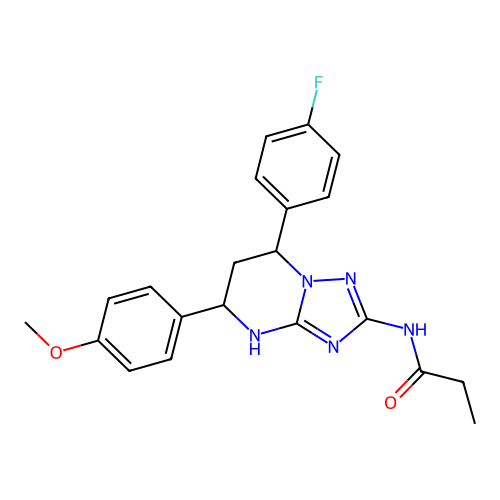 N-(7-(4-fluorophenyl)-5-(4-methoxyphenyl)-4,5,6,7-tetrahydro-[1,2,4]triazolo[1,5-a]pyrimidin-2-yl)propionamide structure
