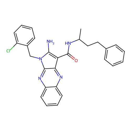 2-amino-1-(2-chlorobenzyl)-N-(4-phenylbutan-2-yl)-1H-pyrrolo[2,3-b]quinoxaline-3-carboxamide structure