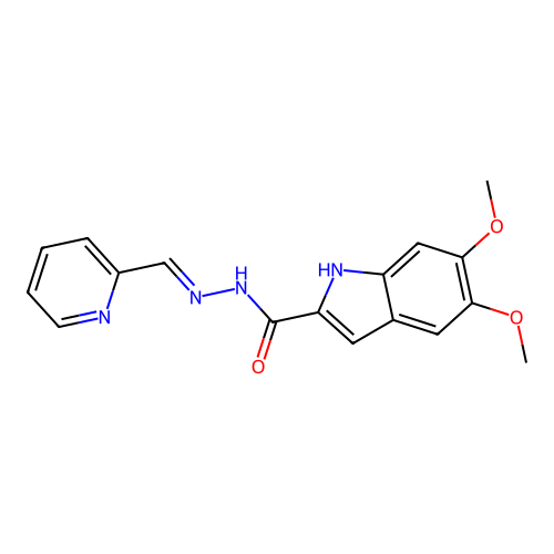 5,6-dimethoxy-N'-[(E)-pyridin-2-ylmethylidene]-1H-indole-2-carbohydrazide structure
