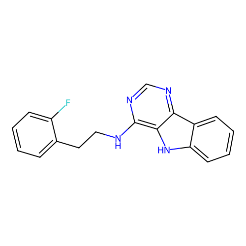 N-[2-(2-fluorophenyl)ethyl]-5H-pyrimido[5,4-b]indol-4-amine structure