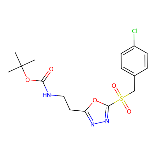 Tert-butyl (2-(5-((4-chlorobenzyl)sulfonyl)-1,3,4-oxadiazol-2-yl)ethyl)carbamate structure