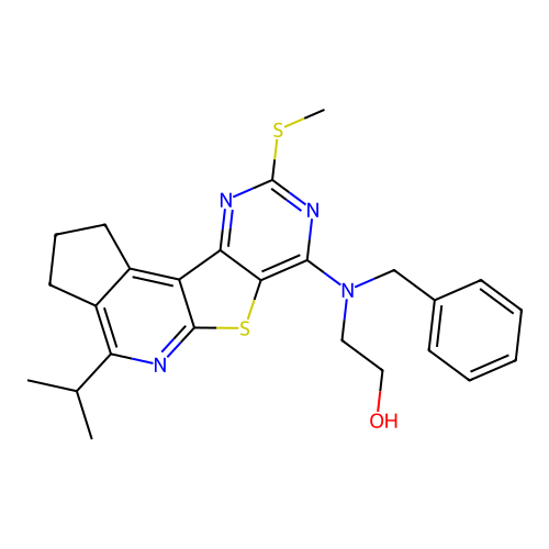 2-(benzyl(4-isopropyl-9-(methylthio)-2,3-dihydro-1H-cyclopenta[4',5']pyrido[3',2':4,5]thieno[3,2-d]pyrimidin-7-yl)amino)ethanol structure
