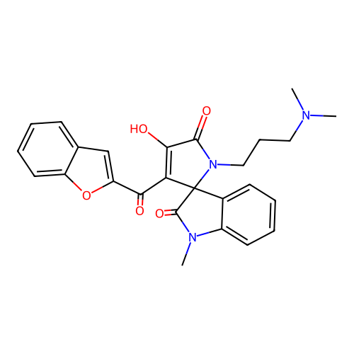 3'-(1-benzofuran-2-ylcarbonyl)-1'-[3-(dimethylamino)propyl]-4'-hydroxy-1-methylspiro[indole-3,2'-pyrrole]-2,5'(1H,1'H)-dione structure