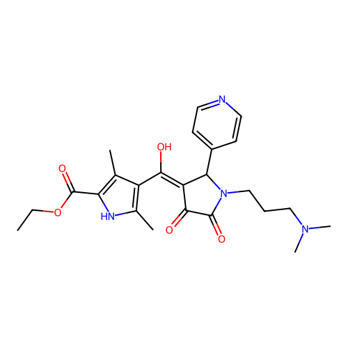 4-[1-(3-Dimethylamino-propyl)-4-hydroxy-5-oxo-2-pyridin-4-yl-2,5-dihydro-1H-pyrrole-3-carbonyl]-3,5-di methyl-1H-pyrrole-2-carboxylic acid ethyl ester structure
