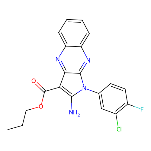 propyl 2-amino-1-(3-chloro-4-fluorophenyl)-1H-pyrrolo[2,3-b]quinoxaline-3-carboxylate structure