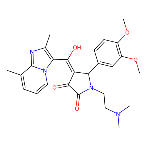 (4E)-5-(3,4-dimethoxyphenyl)-1-(2-dimethylaminoethyl)-4-[(2,8-dimethylimidazo[1,2-a]pyridin-3-yl)-hydroxymethylidene]pyrrolidine-2,3-dione structure