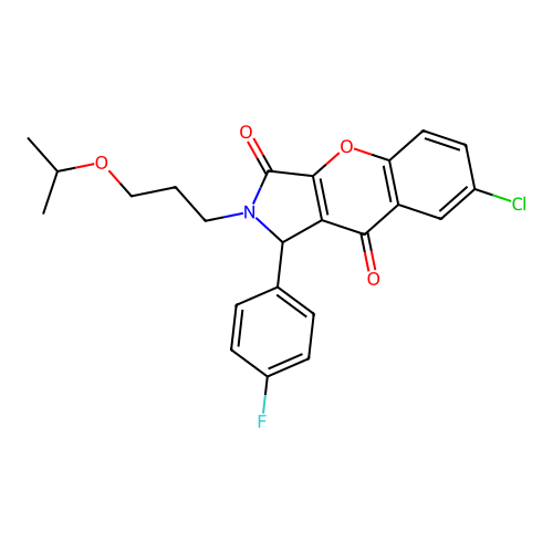 7-chloro-1-(4-fluorophenyl)-2-(3-isopropoxypropyl)-1,2-dihydrochromeno[2,3-c]pyrrole-3,9-dione structure