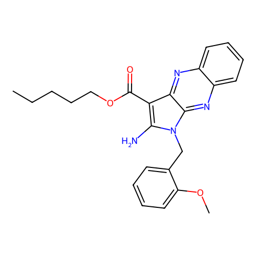 pentyl 2-amino-1-(2-methoxybenzyl)-1H-pyrrolo[2,3-b]quinoxaline-3-carboxylate structure