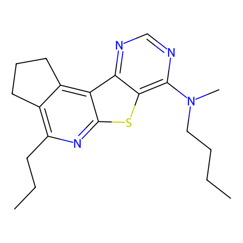 N-butyl-N-methyl-4-propyl-2,3-dihydro-1H-cyclopenta[4',5']pyrido[3',2':4,5]thieno[3,2-d]pyrimidin-7-amine structure