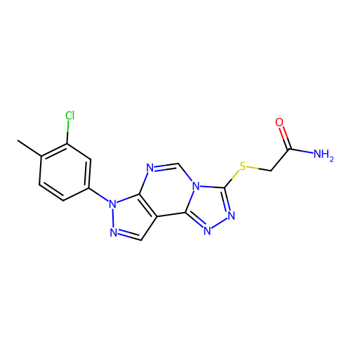 2-((7-(3-chloro-4-methylphenyl)-7H-pyrazolo[4,3-e][1,2,4]triazolo[4,3-c]pyrimidin-3-yl)thio)acetamide structure