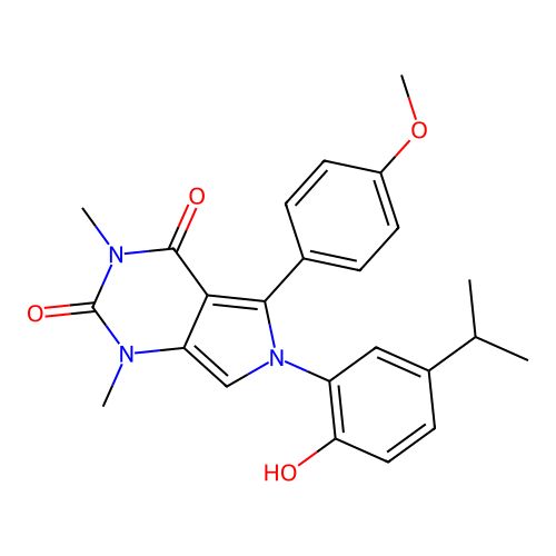 6-(2-hydroxy-5-isopropylphenyl)-5-(4-methoxyphenyl)-1,3-dimethyl-1H-pyrrolo[3,4-d]pyrimidine-2,4(3H,6H)-dione structure
