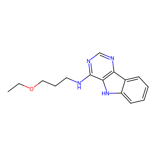 N-(3-ethoxypropyl)-5H-pyrimido[5,4-b]indol-4-amine structure