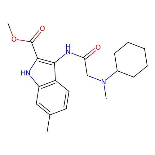 methyl 3-[(N-cyclohexyl-N-methylglycyl)amino]-6-methyl-1H-indole-2-carboxylate structure