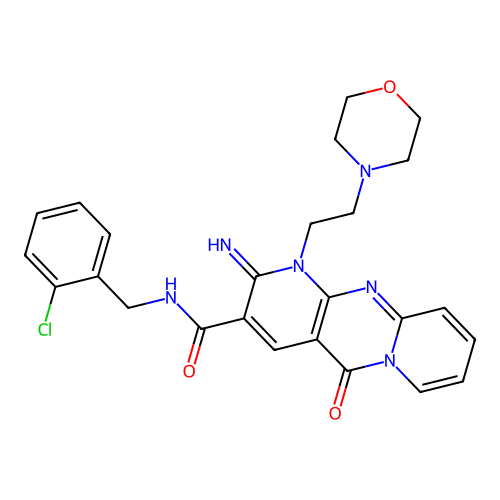 N~3~-(2-chlorobenzyl)-2-imino-1-(2-morpholinoethyl)-5-oxo-1,5-dihydro-2H-dipyrido[1,2-a:2,3-d]pyrimidine-3-carboxamide structure