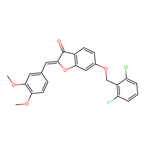 (Z)-6-((2-chloro-6-fluorobenzyl)oxy)-2-(3,4-dimethoxybenzylidene)benzofuran-3(2H)-one structure