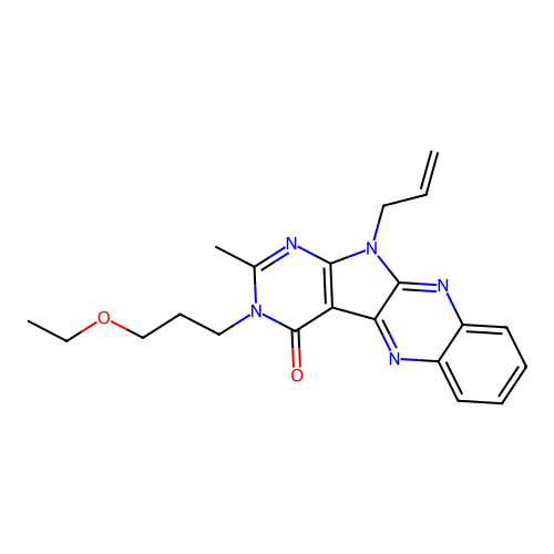 11-allyl-3-(3-ethoxypropyl)-2-methyl-3H-pyrimido[5',4':4,5]pyrrolo[2,3-b]quinoxalin-4(11H)-one structure