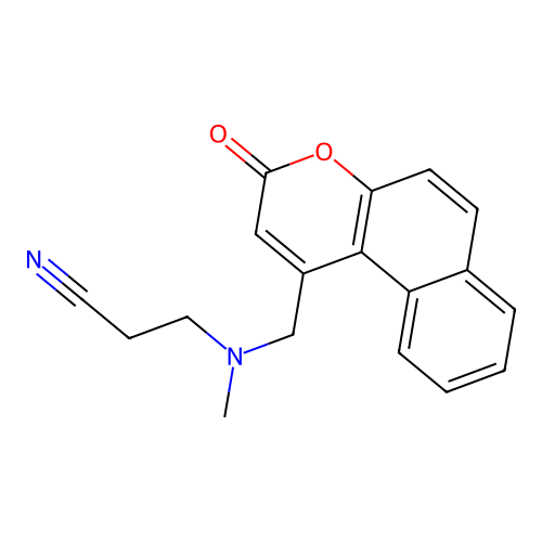 3-[Methyl-[(3-oxobenzo[f]chromen-1-yl)methyl]amino]propanenitrile structure