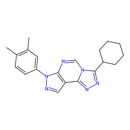 3-cyclohexyl-7-(3,4-dimethylphenyl)-7H-pyrazolo[4,3-e][1,2,4]triazolo[4,3-c]pyrimidine structure