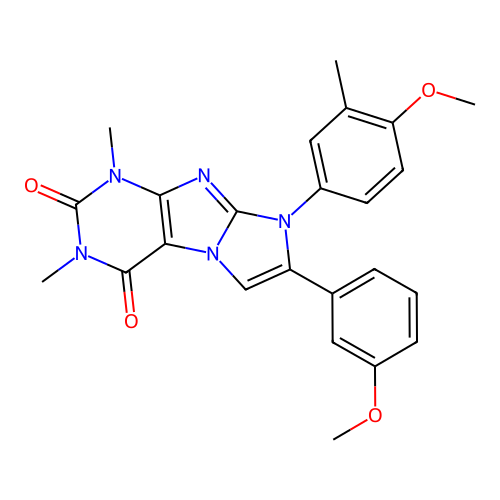 8-(4-methoxy-3-methylphenyl)-7-(3-methoxyphenyl)-1,3-dimethyl-1H-imidazo[2,1-f]purine-2,4(3H,8H)-dione structure