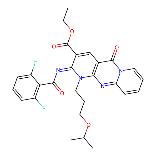 (Z)-ethyl 2-((2,6-difluorobenzoyl)imino)-1-(3-isopropoxypropyl)-5-oxo-2,5-dihydro-1H-dipyrido[1,2-a:2',3'-d]pyrimidine-3-carboxylate structure