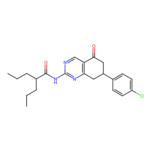 N-[7-(4-chlorophenyl)-5-oxo-5,6,7,8-tetrahydroquinazolin-2-yl]-2-propylpentanamide structure