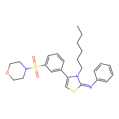 N-[(2Z)-3-hexyl-4-[3-(morpholin-4-ylsulfonyl)phenyl]-1,3-thiazol-2(3H)-ylidene]aniline structure