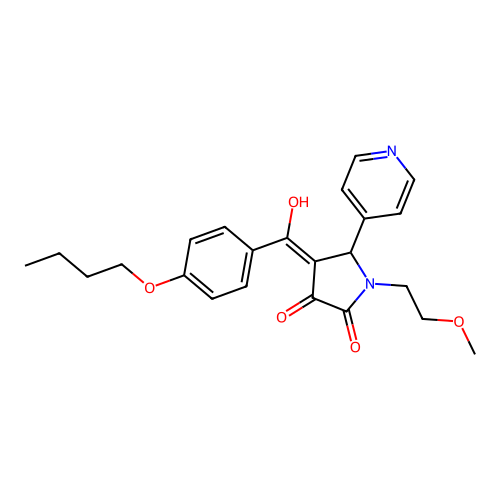 4-(4-butoxybenzoyl)-3-hydroxy-1-(2-methoxyethyl)-5-(pyridin-4-yl)-2,5-dihydro-1H-pyrrol-2-one structure