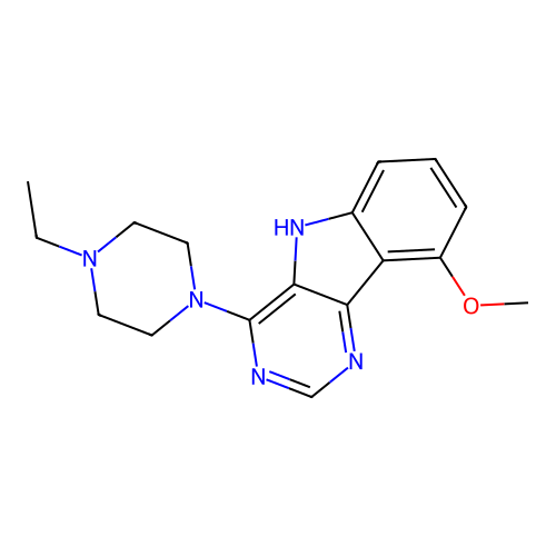 4-(4-ethylpiperazin-1-yl)-9-methoxy-5H-pyrimido[5,4-b]indole structure