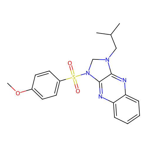 1-isobutyl-3-((4-methoxyphenyl)sulfonyl)-2,3-dihydro-1H-imidazo[4,5-b]quinoxaline structure