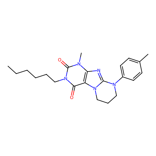 3-hexyl-1-methyl-9-(4-methylphenyl)-7,8-dihydro-6H-purino[7,8-a]pyrimidine-2,4-dione structure