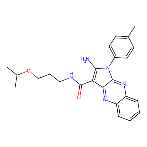 2-amino-N-(3-isopropoxypropyl)-1-(p-tolyl)-1H-pyrrolo[2,3-b]quinoxaline-3-carboxamide structure