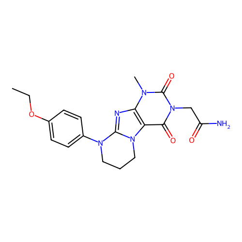 2-(9-(4-ethoxyphenyl)-1-methyl-2,4-dioxo-1,2,6,7,8,9-hexahydropyrimido[2,1-f]purin-3(4H)-yl)acetamide structure