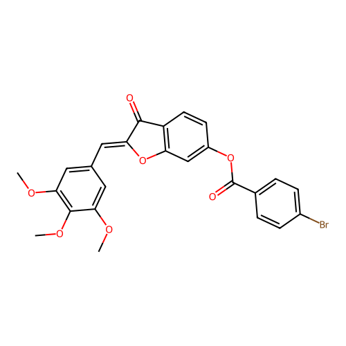 (Z)-3-oxo-2-(3,4,5-trimethoxybenzylidene)-2,3-dihydrobenzofuran-6-yl 4-bromobenzoate structure