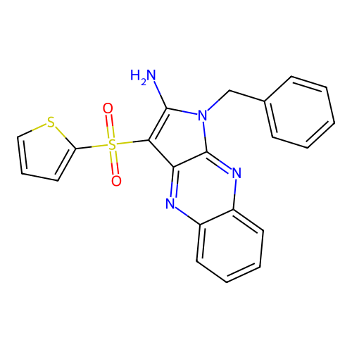 1-Benzyl-3-thiophen-2-ylsulfonylpyrrolo[3,2-b]quinoxalin-2-amine structure