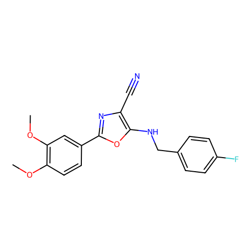 2-(3,4-Dimethoxyphenyl)-5-[(4-fluorobenzyl)amino]-1,3-oxazole-4-carbonitrile structure