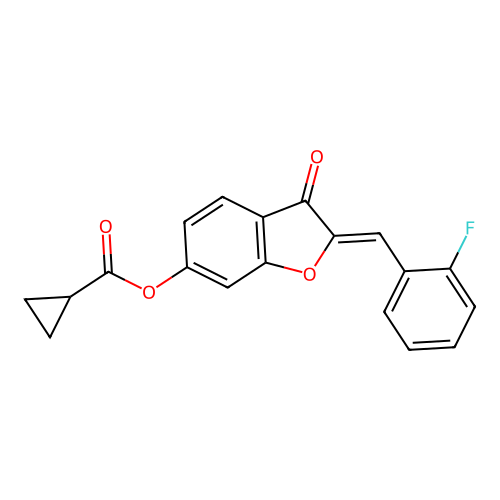 (Z)-2-(2-fluorobenzylidene)-3-oxo-2,3-dihydrobenzofuran-6-yl cyclopropanecarboxylate structure
