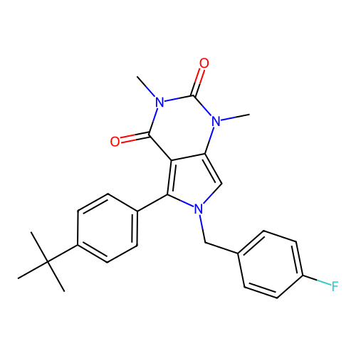 5-(4-(tert-butyl)phenyl)-6-(4-fluorobenzyl)-1,3-dimethyl-1H-pyrrolo[3,4-d]pyrimidine-2,4(3H,6H)-dione structure