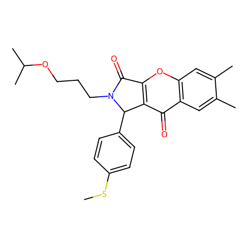 2-(3-isopropoxypropyl)-6,7-dimethyl-1-(4-(methylthio)phenyl)-1,2-dihydrochromeno[2,3-c]pyrrole-3,9-dione structure