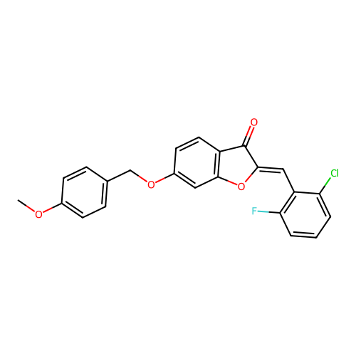 (2Z)-2-(2-chloro-6-fluorobenzylidene)-6-[(4-methoxybenzyl)oxy]-1-benzofuran-3(2H)-one structure