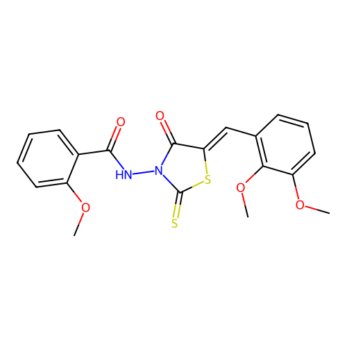(Z)-N-(5-(2,3-dimethoxybenzylidene)-4-oxo-2-thioxothiazolidin-3-yl)-2-methoxybenzamide structure