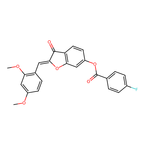 (Z)-2-(2,4-dimethoxybenzylidene)-3-oxo-2,3-dihydrobenzofuran-6-yl 4-fluorobenzoate structure