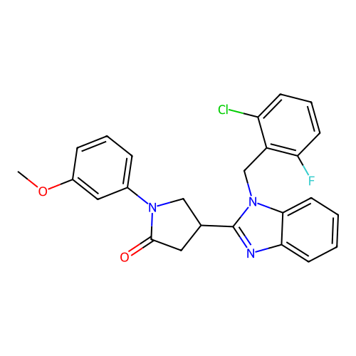 4-[1-(2-chloro-6-fluorobenzyl)-1H-benzimidazol-2-yl]-1-(3-methoxyphenyl)pyrrolidin-2-one structure