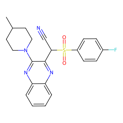 [(4-fluorophenyl)sulfonyl][3-(4-methylpiperidin-1-yl)quinoxalin-2-yl]acetonitrile structure