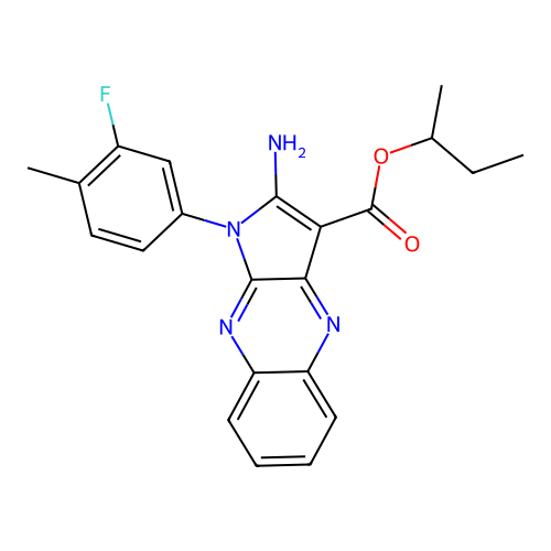 butan-2-yl 2-amino-1-(3-fluoro-4-methylphenyl)pyrrolo[3,2-b]quinoxaline-3-carboxylate structure