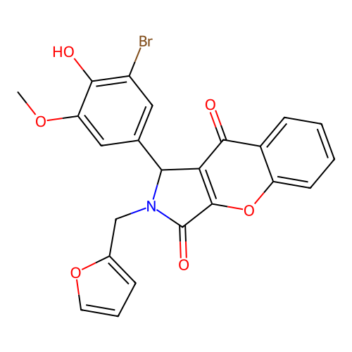 1-(3-bromo-4-hydroxy-5-methoxyphenyl)-2-(furan-2-ylmethyl)-1,2-dihydrochromeno[2,3-c]pyrrole-3,9-dione structure