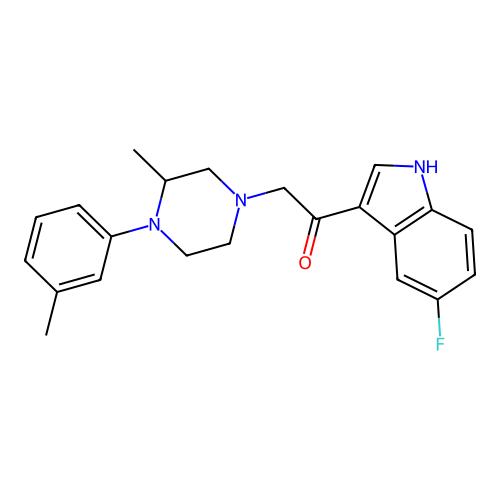 1-(5-fluoro-1H-indol-3-yl)-2-[3-methyl-4-(3-methylphenyl)piperazin-1-yl]ethanone structure