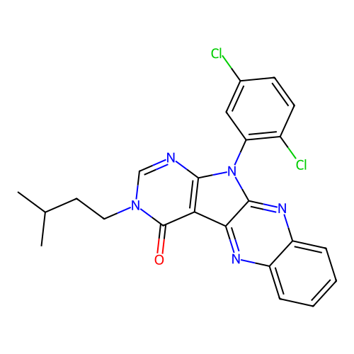 11-(2,5-dichlorophenyl)-3-(3-methylbutyl)-3,11-dihydro-4H-pyrimido[5',4':4,5]pyrrolo[2,3-b]quinoxalin-4-one structure