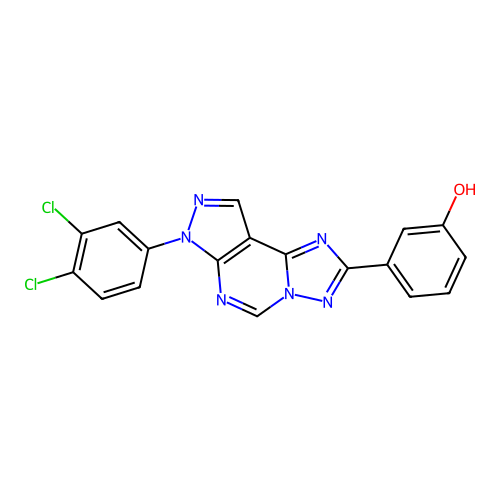 3-(7-(3,4-dichlorophenyl)-7H-pyrazolo[4,3-e][1,2,4]triazolo[1,5-c]pyrimidin-2-yl)phenol structure