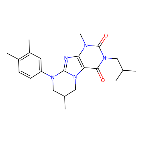 9-(3,4-dimethylphenyl)-3-isobutyl-1,7-dimethyl-6,7,8,9-tetrahydropyrimido[2,1-f]purine-2,4(1H,3H)-dione structure